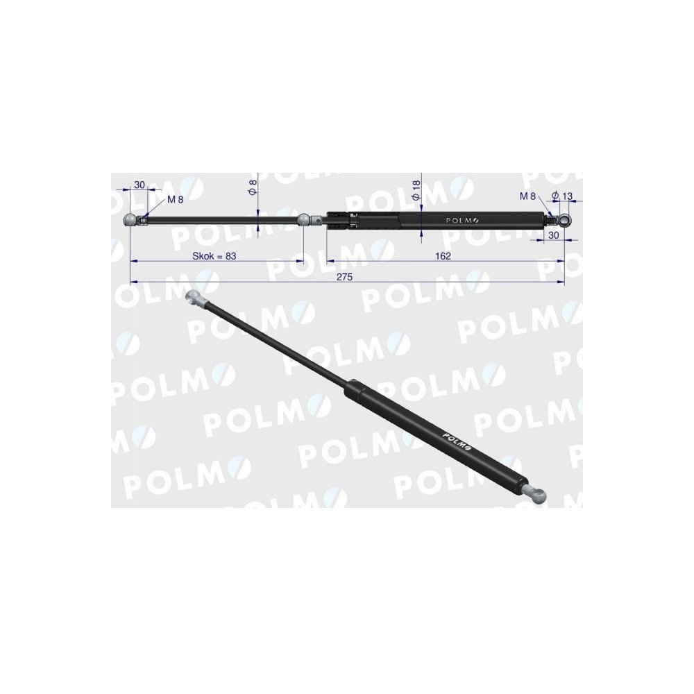 Siłownik drzwi L max. 280mm 3232937R1P CASE IH MASSEY FERGUSON POLMO