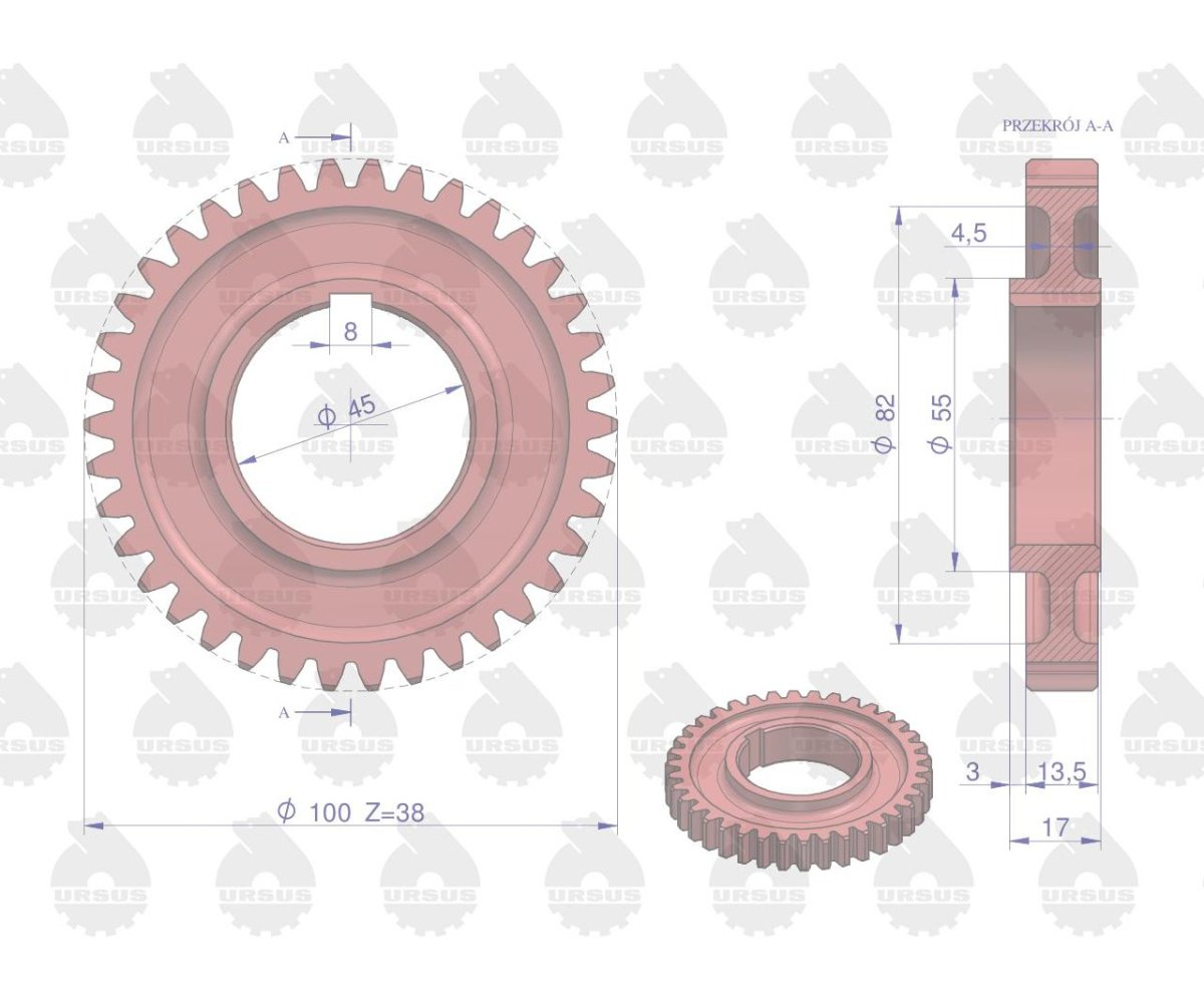 Koło zębate pompy olejowej na wał korbowy C-330 ORYGINAŁ URSUS