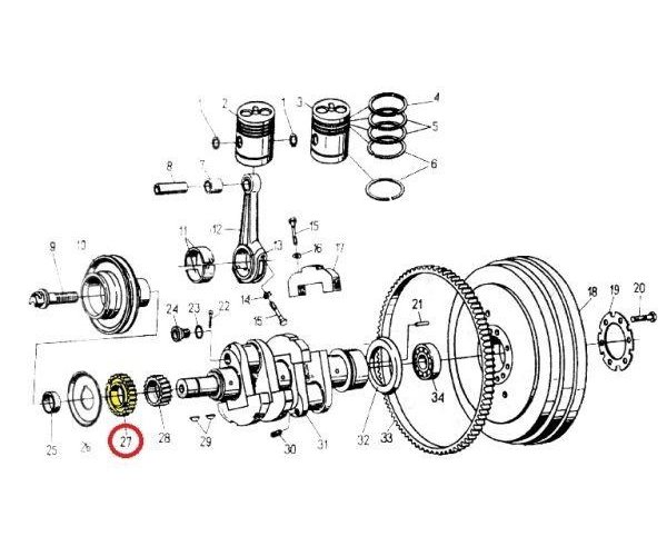 Koło zębate pompy olejowej na wał korbowy C-330 ORYGINAŁ URSUS