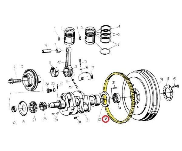 Wieniec koła zamachowego 126 zębów C-330