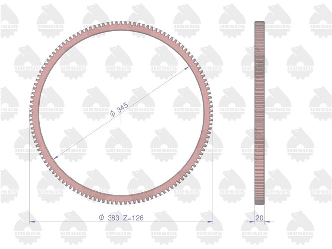Wieniec koła zamachowego 126 zębów C-330 ORYGINAŁ URSUS