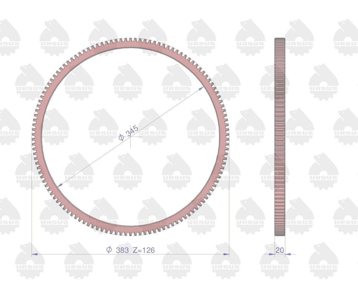 Wieniec koła zamachowego 126 zębów C-330 ORYGINAŁ URSUS