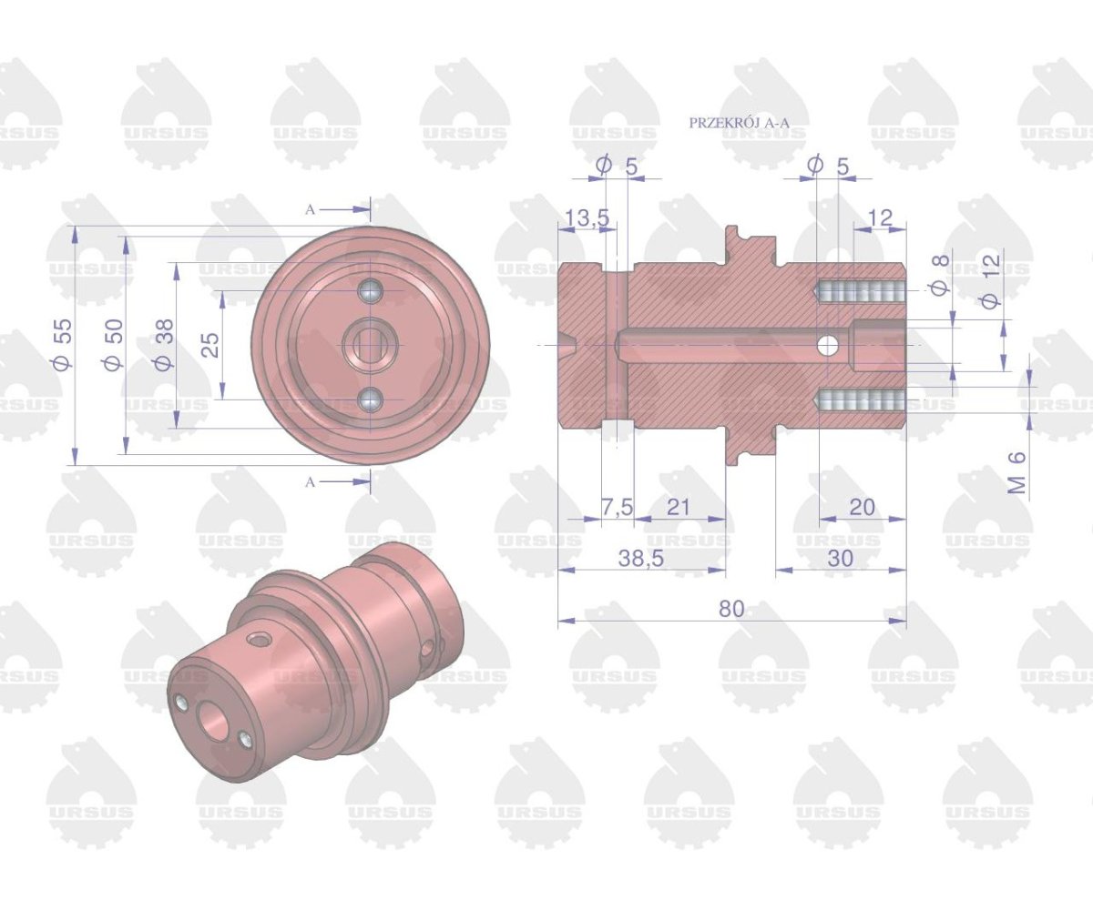 Oś koła pośredniego rozrządu C-328/330 ORYGINAŁ URSUS