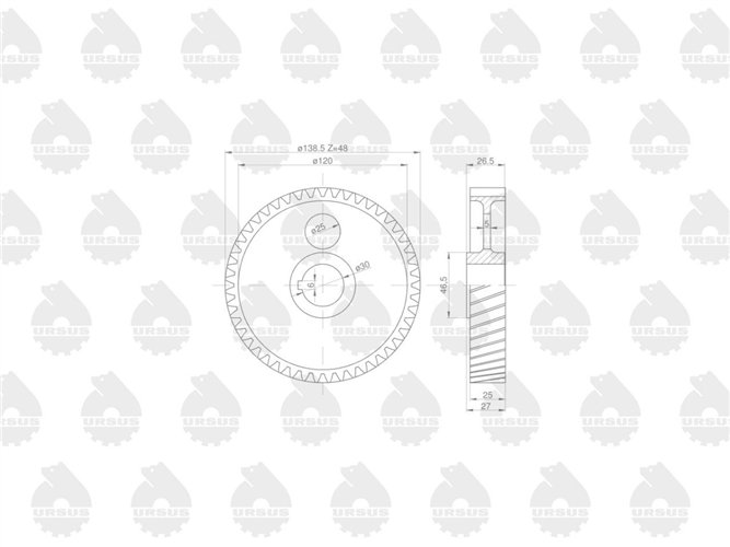 Koło zębate rozrządu na wałek wys. piasty 26mm C-330 ORYGINAŁ URSUS
