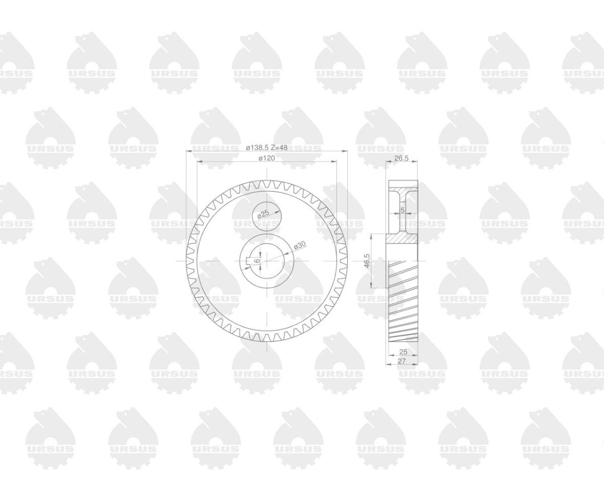 Koło zębate rozrządu na wałek wys. piasty 26mm C-330 ORYGINAŁ URSUS