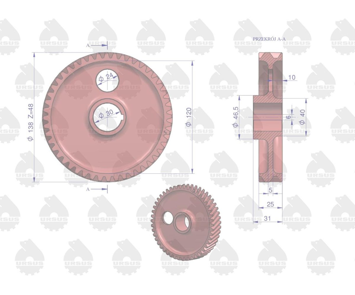 Koło zębate rozrządu na wałek wys. piasty 31mm C-330 ORYGINAŁ URSUS