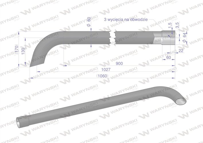 Rura wylotowa do tłumika 3383013M1.3388432M2W WARYŃSKI