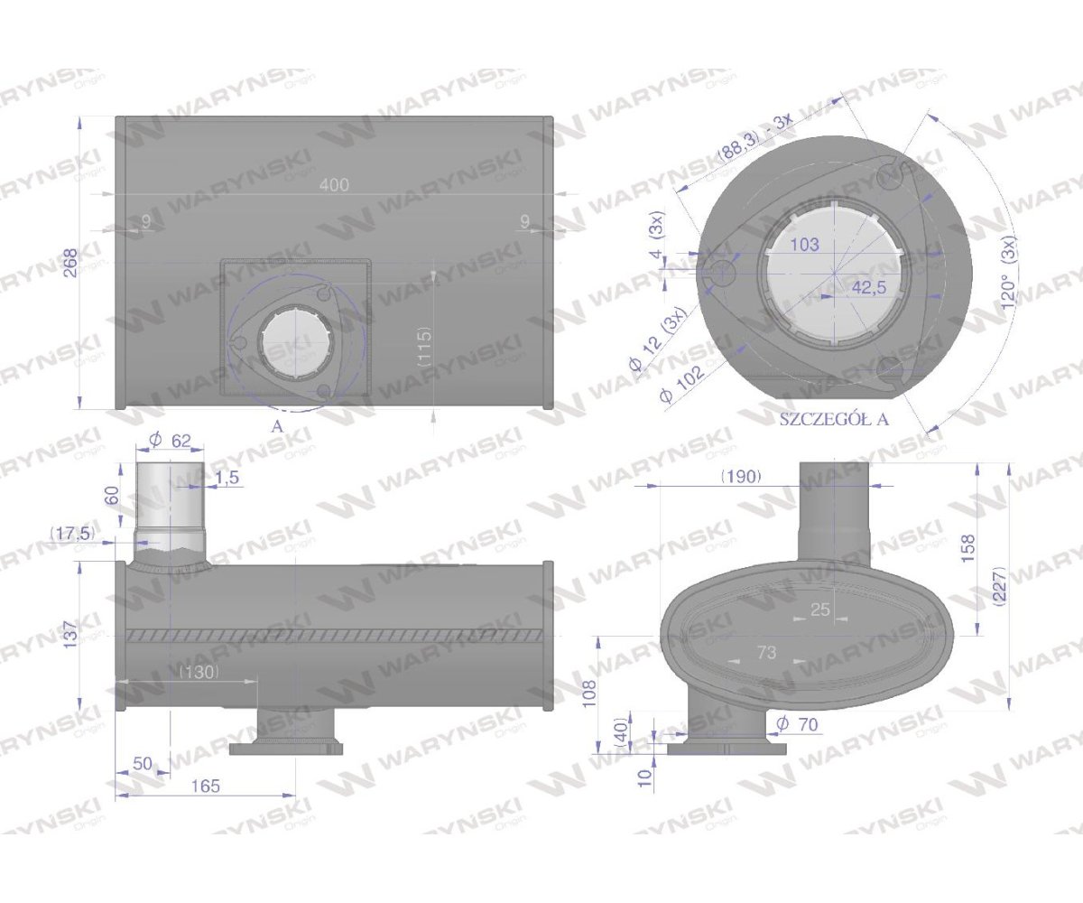 Tłumik pierwszy beczka 3388432M2 Massey Ferguson WARYŃSKI