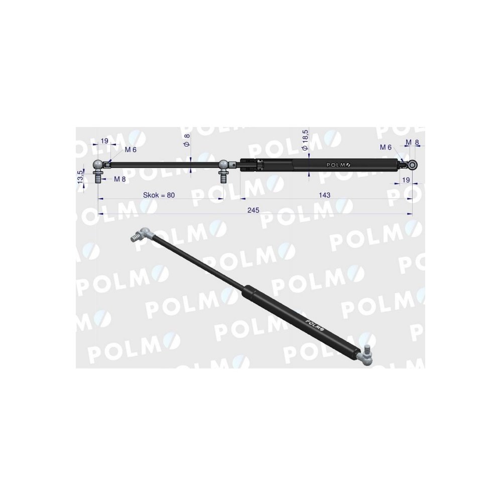 Siłownik szyberdachu L max. 245mm 3399042R0P CASE IH POLMO