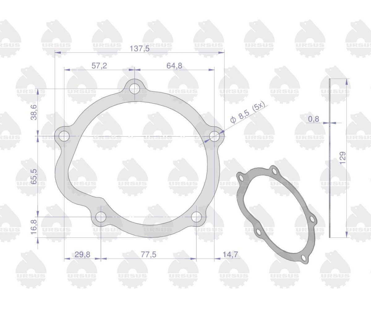 Uszczelka pompy wodnej krążelit 0.8mm C-330 ( sprzedawane po 10 ) ORYGINAŁ URSUS