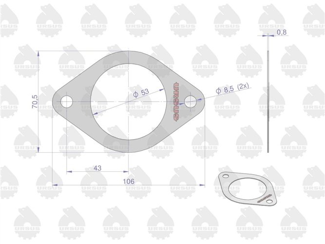 Uszczelka kolektora ssącego krążelit 0.8mm C-330 ( sprzedawane po 10 ) ORYGINAŁ URSUS