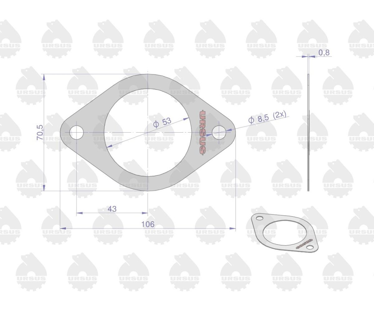 Uszczelka kolektora ssącego krążelit 0.8mm C-330 ( sprzedawane po 10 ) ORYGINAŁ URSUS