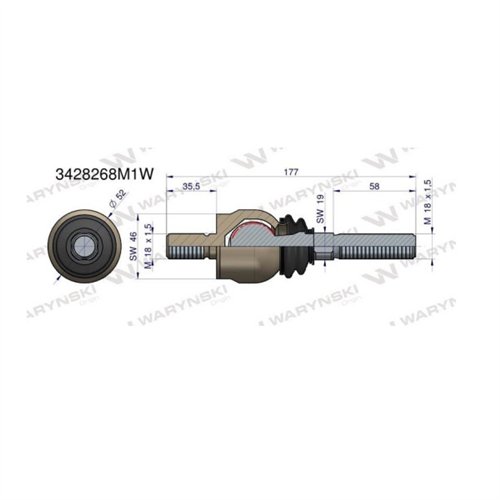 Przegub kierowniczy 177mm- M18x1,5 M18x1,5 3428268M1 Waryński
