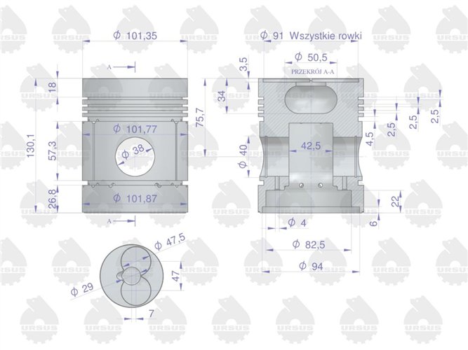 Tłok silnika 50106480 C-330 ORYGINAŁ URSUS