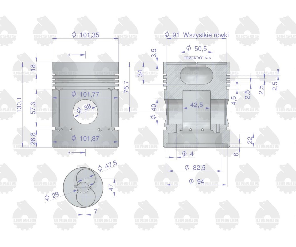 Tłok silnika 50106480 C-330 ORYGINAŁ URSUS