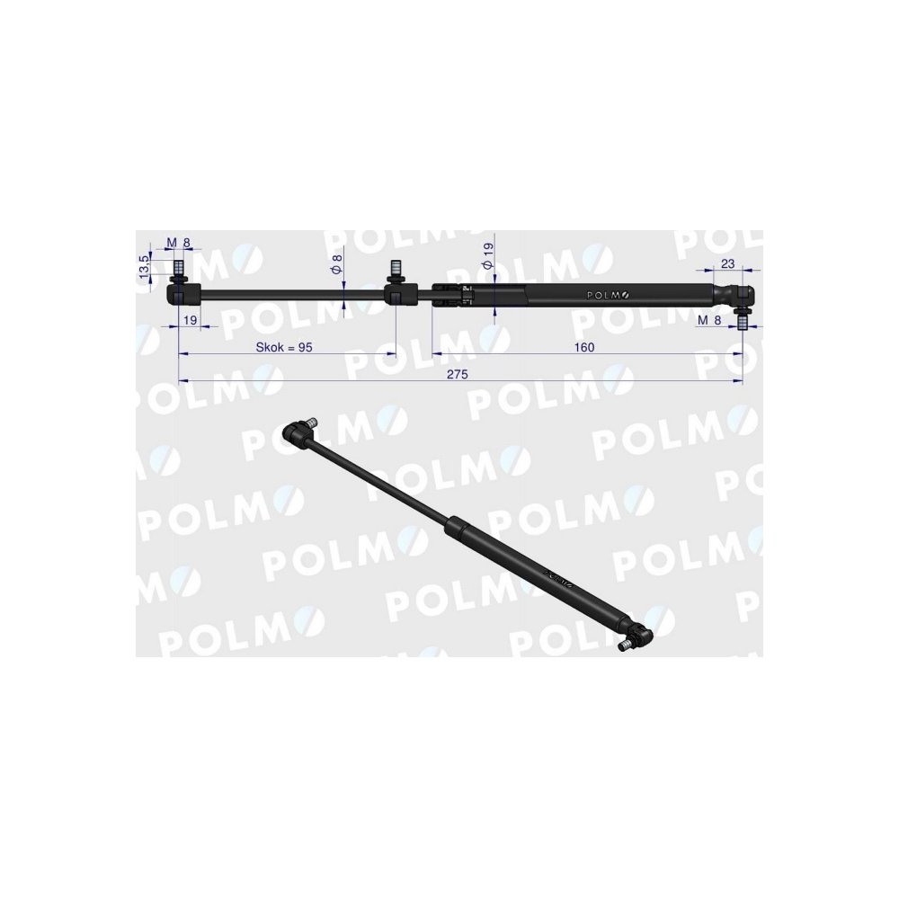 Siłownik drzwi L max. 275mm 3476027M1P MASSEY FERGUSON POLMO