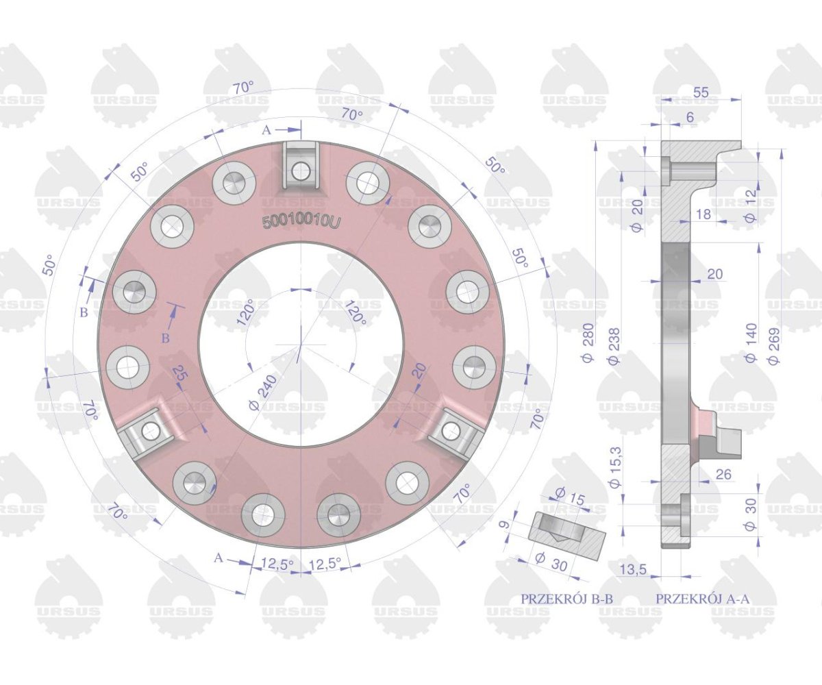 Tarcza dociskowa sprzęgła stary typ C-330 ORYGINAŁ URSUS