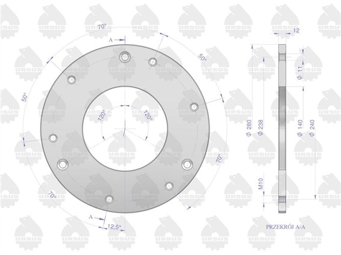 Tarcza dociskowa sprzęgła gładka stary typ C-330 ORYGINAŁ URSUS