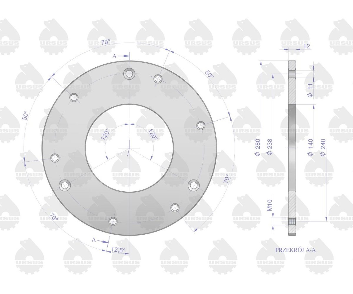 Tarcza dociskowa sprzęgła gładka stary typ C-330 ORYGINAŁ URSUS
