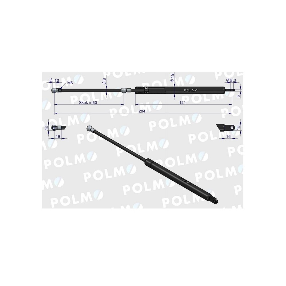 Siłownik pedału sprzęgła L max. 204mm 3583941M1P MASSEY FERGUSON POLMO