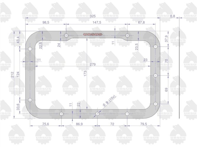Uszczelka pokrywy górnej skrzyni biegów krążelit 0.8mm C-330 ( sprzedawane po 5 ) ORYGINAŁ URSUS