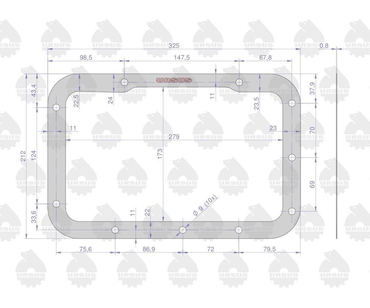 Uszczelka pokrywy górnej skrzyni biegów krążelit 0.8mm C-330 ( sprzedawane po 5 ) ORYGINAŁ URSUS
