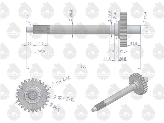 Wałek sprzęgła drobny frez Z-26 5714 MF4 ORYGINAŁ URSUS