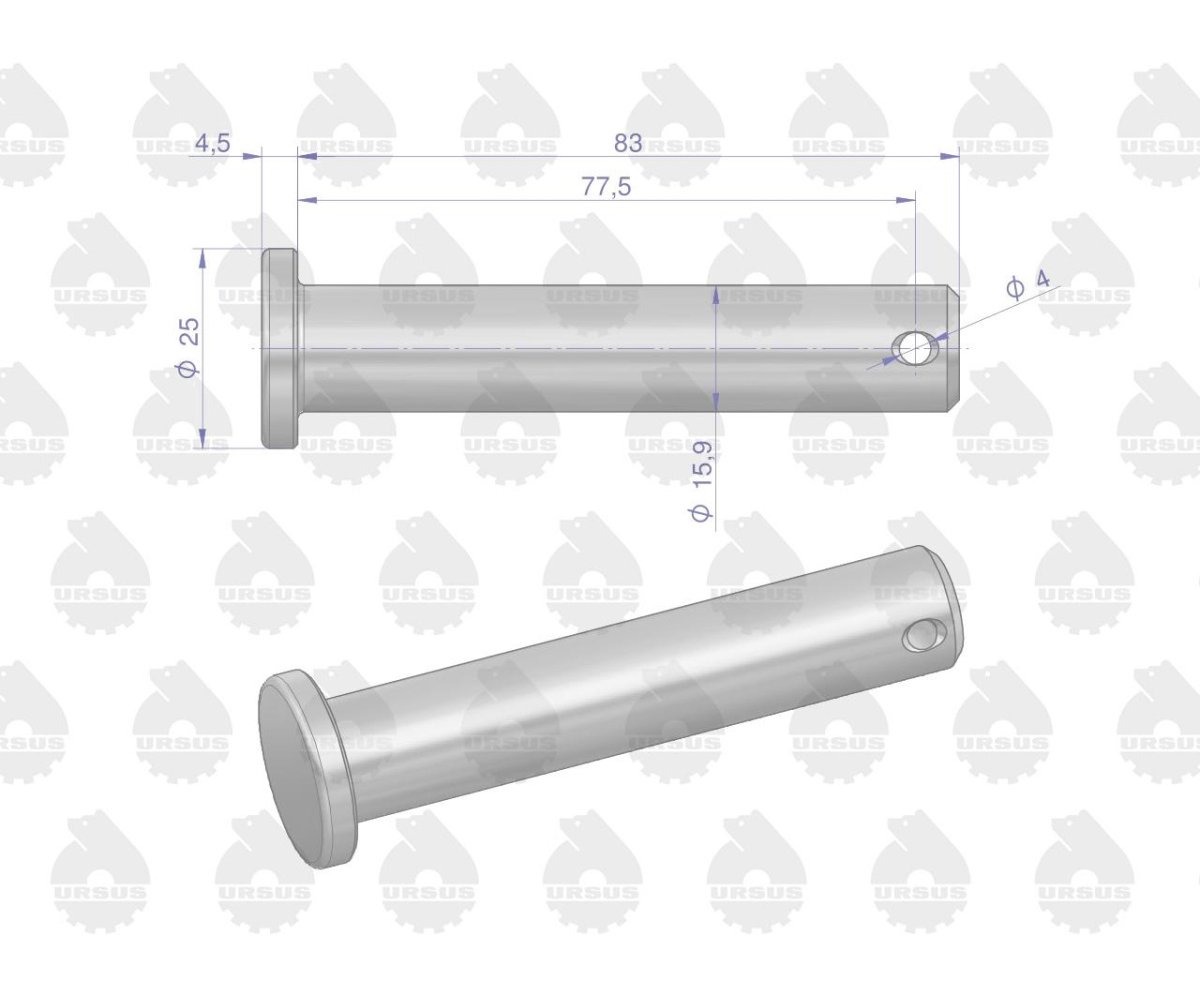 Sworzeń wieszaka MF3 MF4 ORYGINAŁ URSUS