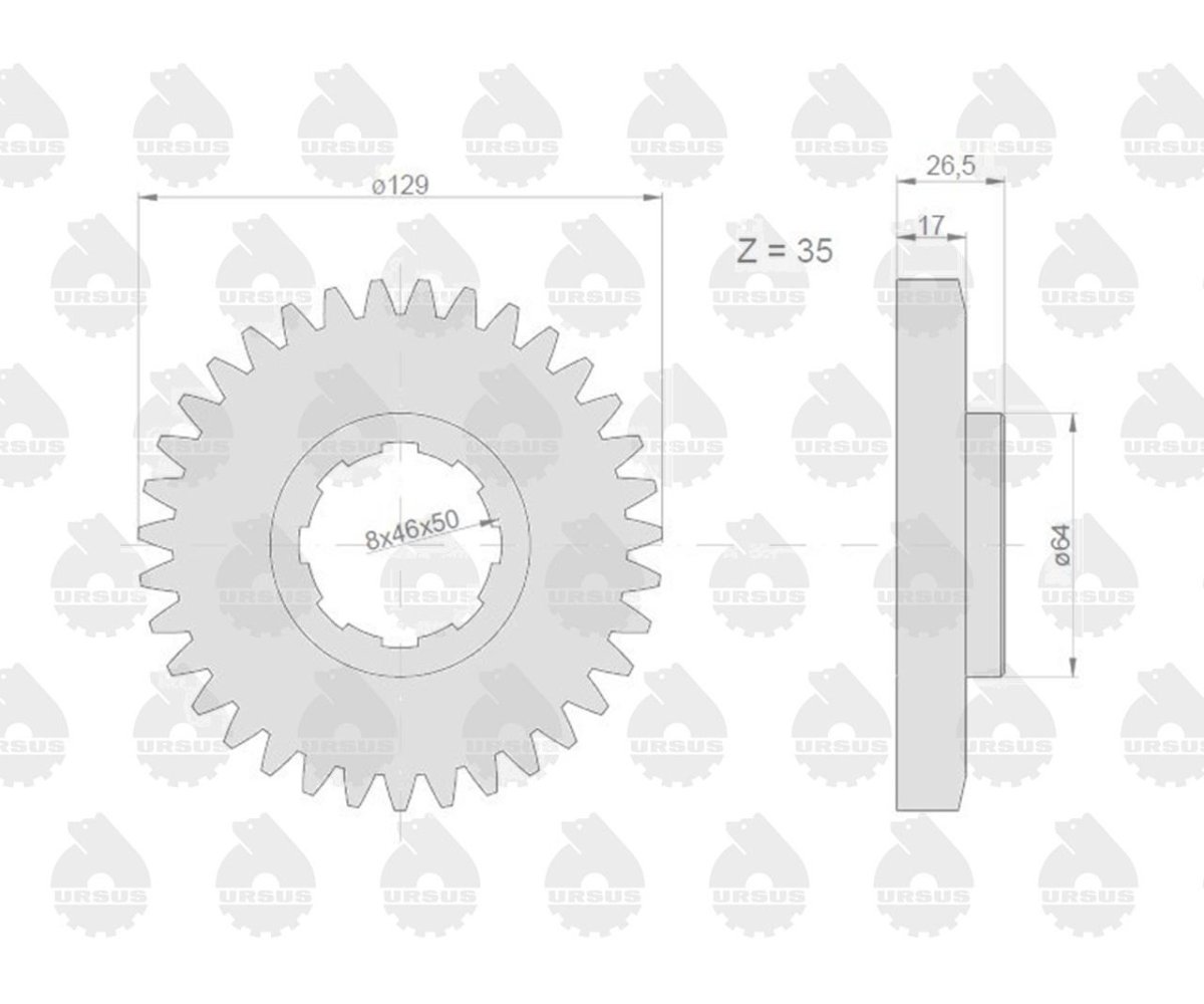 Koło zębate drugiego i piątego biegu napędzające C-330 ORYGINAŁ URSUS