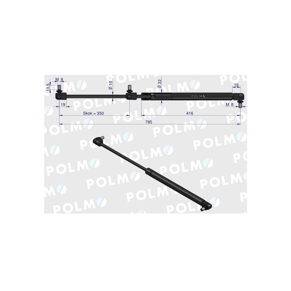 Siłownik L max. 785mm 3782975M1P MASSEY FERGUSON POLMO