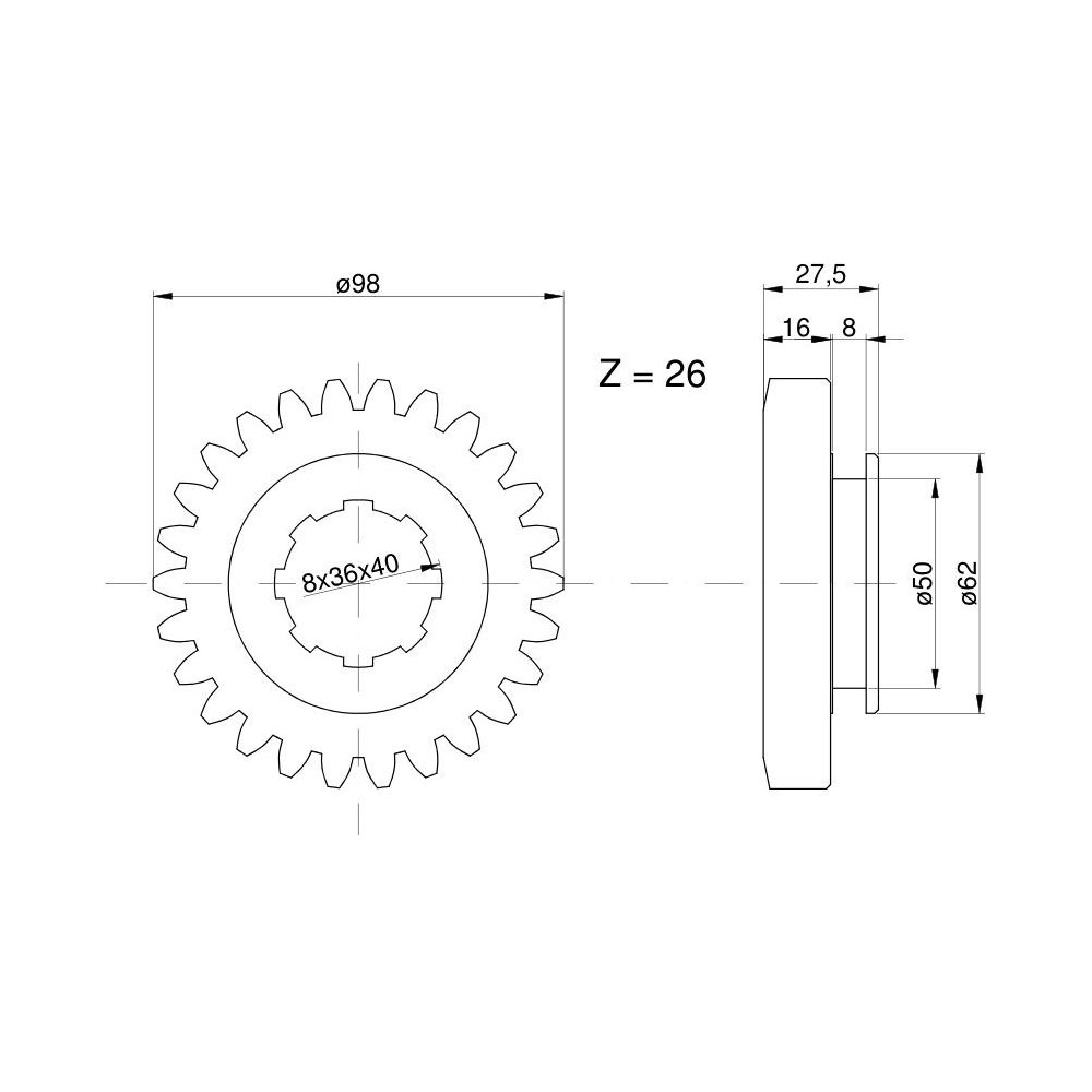 Koło zębate II. V i bezpośredniego biegu przesuwne C-330
