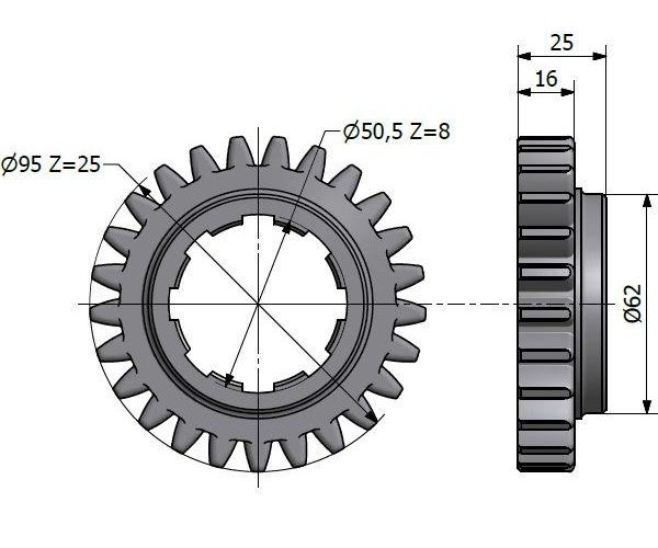 Koło zębate I i IV biegu napędzające C-330 Skropol