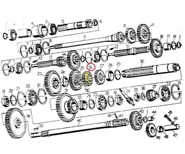 Koło zębate pierwszego i czwartego biegu napędzające C-330 ORYGINAŁ URSUS