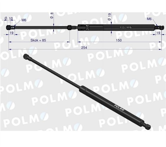 Siłownik L max. 254mm 3900790M91P MASSEY FERGUSON POLMO