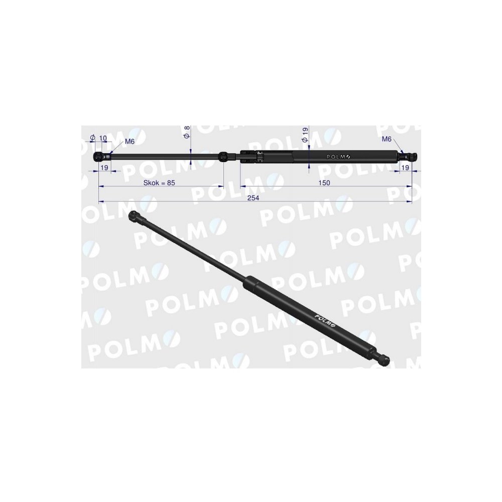 Siłownik L max. 254mm 3900790M91P MASSEY FERGUSON POLMO