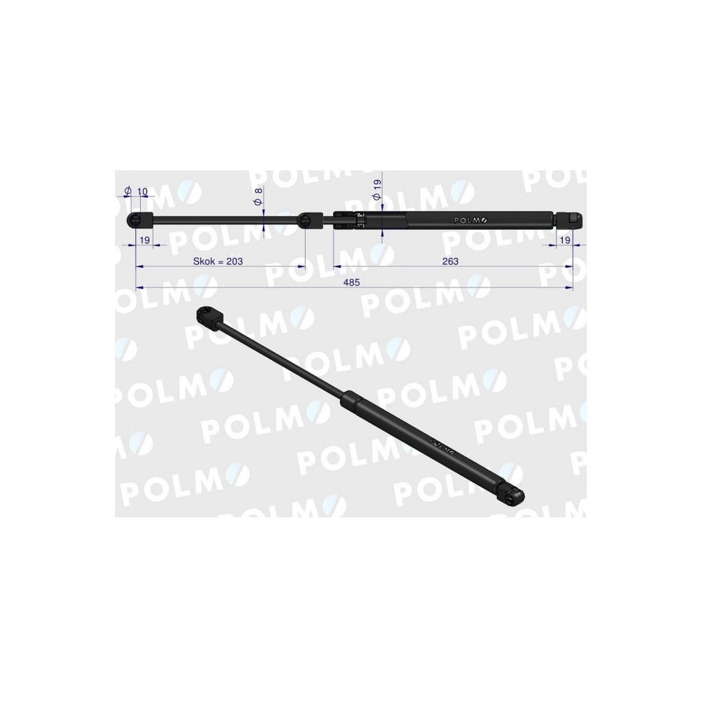 Siłownik szyby przedniej L max. 485mm 3901111M1P MASSEY FERGUSON POLMO