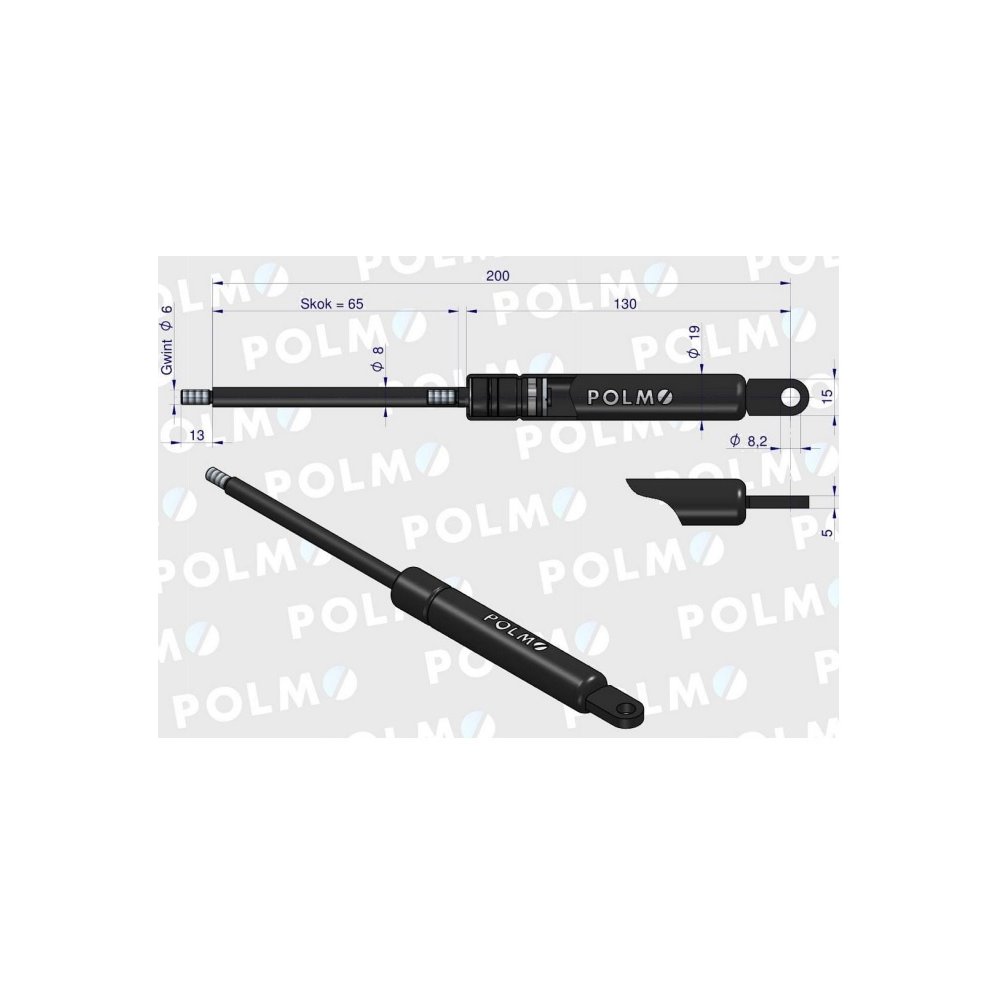 Siłownik szyberdachu L max. 200mm 3901826M90P MASSEY FERGUSON POLMO