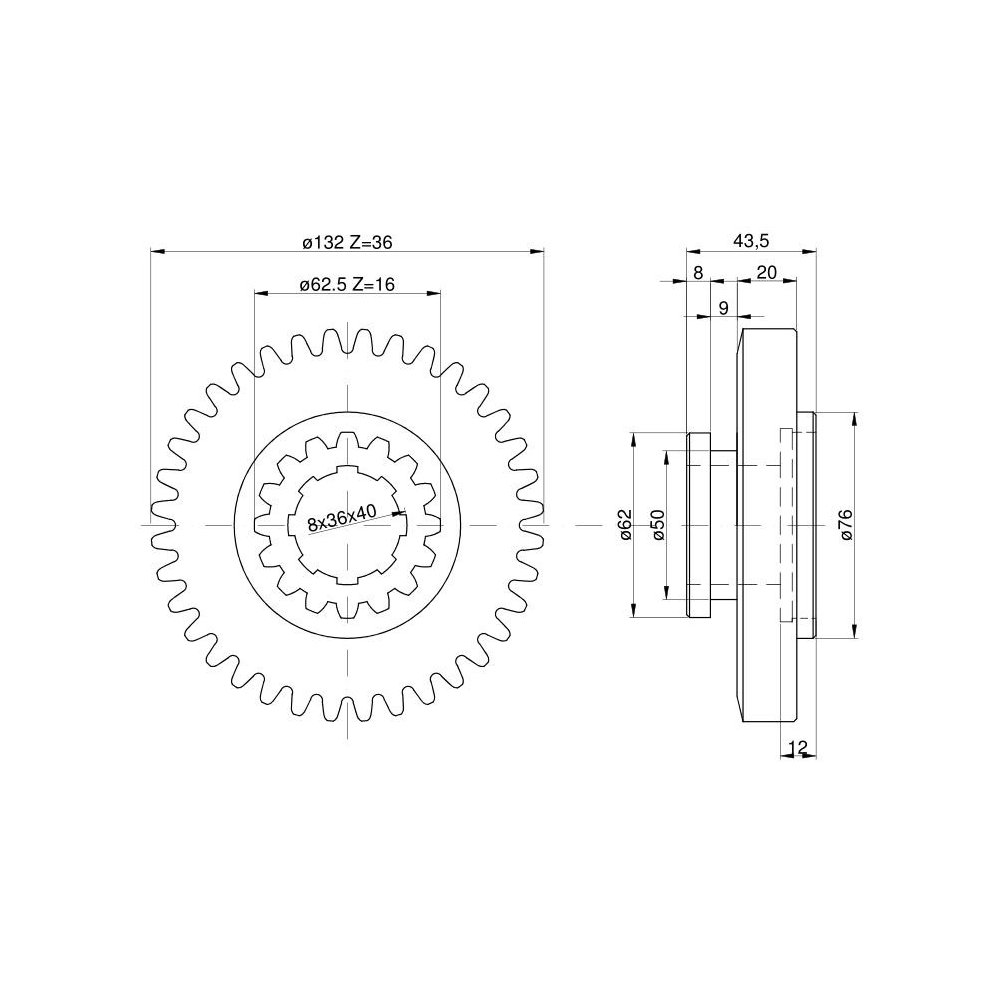 Koło zębate III biegu i reduktora przesuwne C-330 Skropol