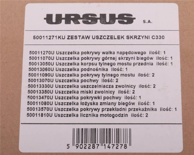 Komplet ( zestaw ) uszczelek skrzyni / mostu C-330 ORYGINAŁ URSUS