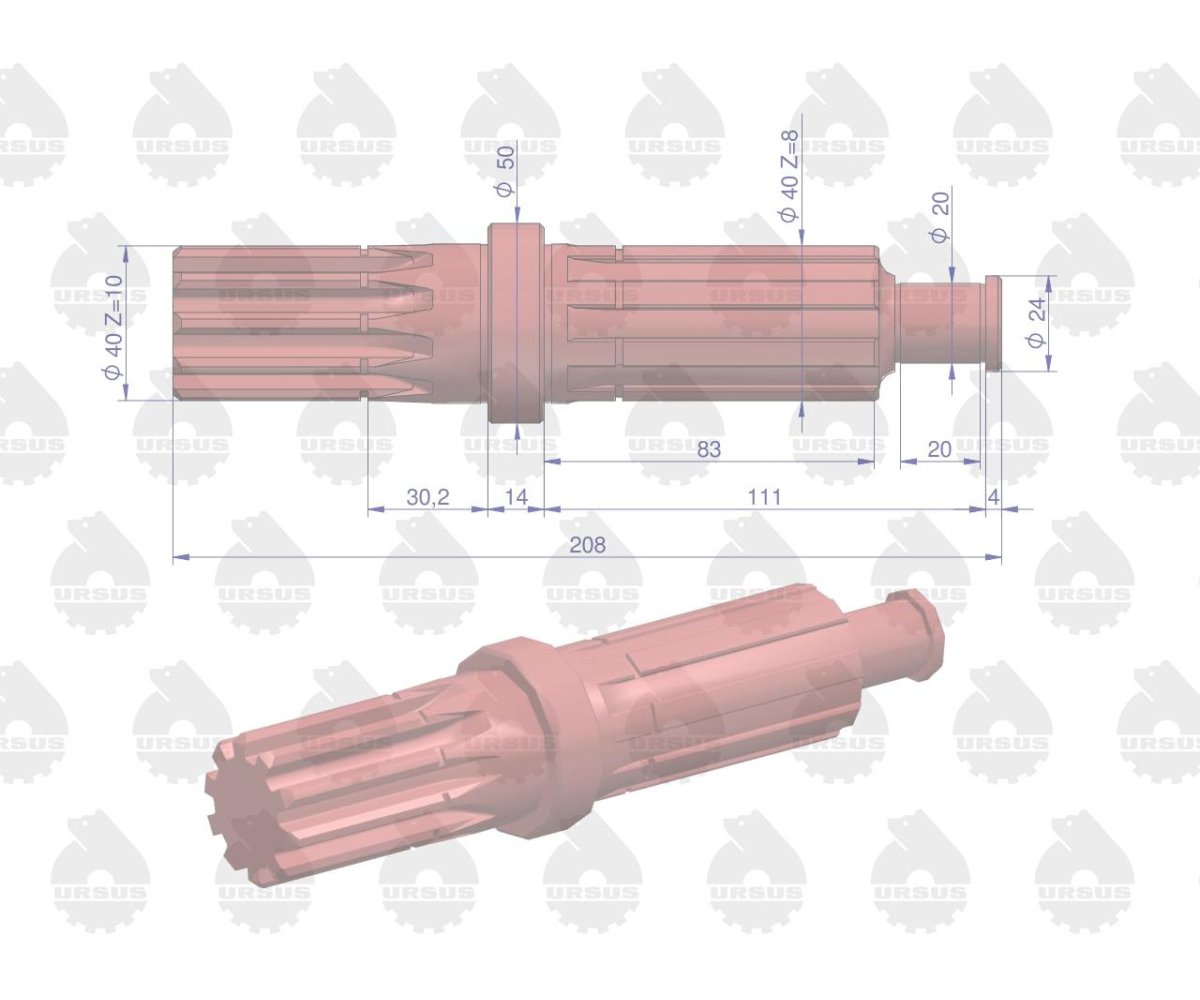 Wałek reduktora C-330 ORYGINAŁ URSUS