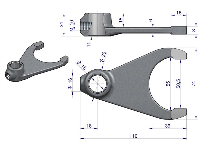 Widełki reduktora C-330