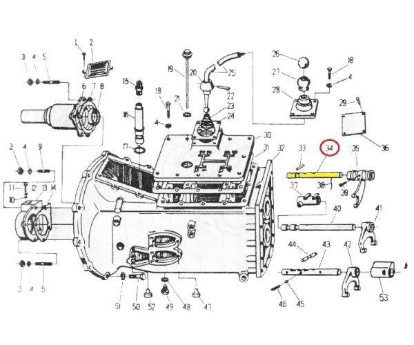 Wałek widełek I, IV i wstecznego biegu C-330