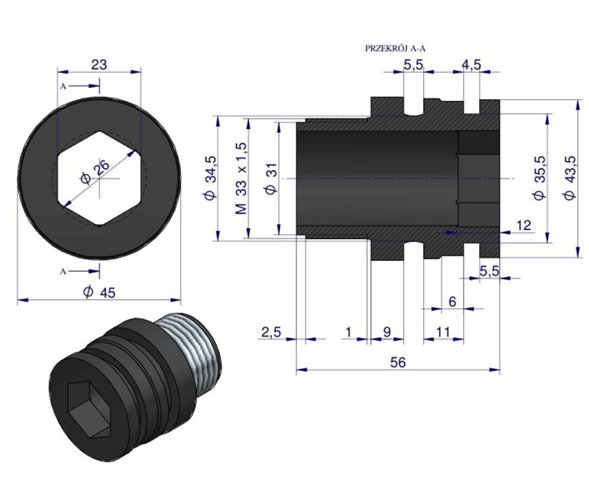 Króciec M33x1,5 Opryskiwacz