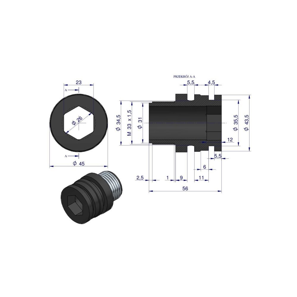 Króciec M33x1,5 Opryskiwacz