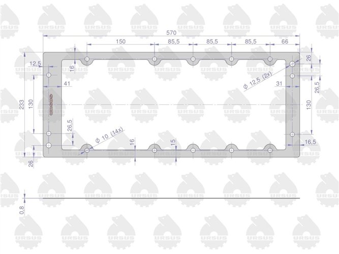 Uszczelka korpusu tylnego mostu górna krążelit 0.8mm C-330 ( sprzedawane po 5 ) ORYGINAŁ URSUS