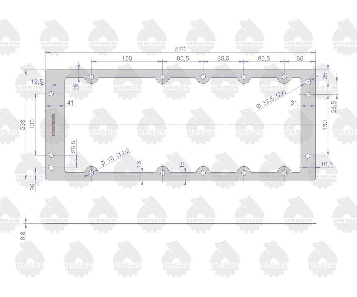 Uszczelka korpusu tylnego mostu górna krążelit 0.8mm C-330 ( sprzedawane po 5 ) ORYGINAŁ URSUS