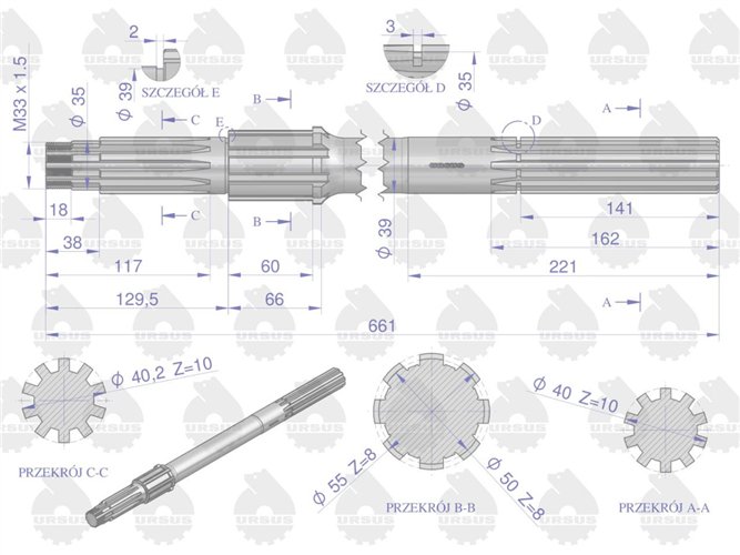 Półoś prawa uniwersalna C-330 ORYGINAŁ URSUS