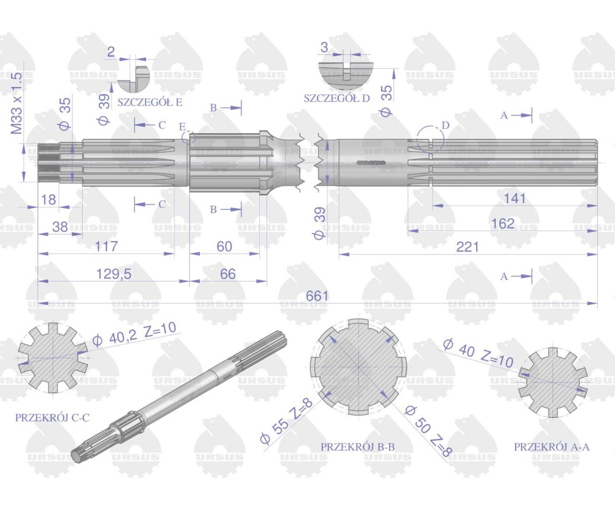 Półoś prawa uniwersalna C-330 ORYGINAŁ URSUS