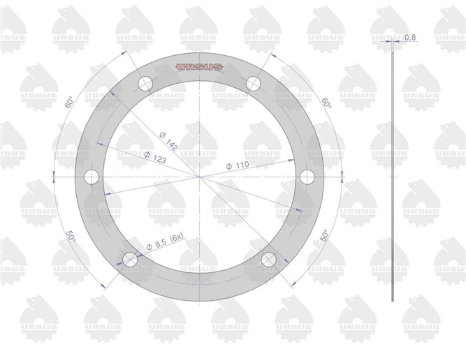 Uszczelka pokrywy wewnętrznej zwolnicy krążelit 0.8mm C-330 ( sprzedawane po 10 ) ORYGINAŁ URSUS
