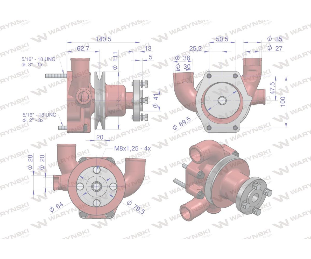 Pompa wody koło na I pasek MF3 WARYŃSKI